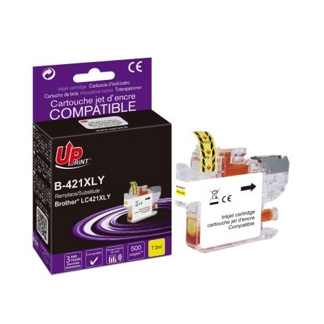 Uprint B-421XLY Jaune, Cartouche compatible BROTHER LC-421XLY - 500 pages - 7.5ml