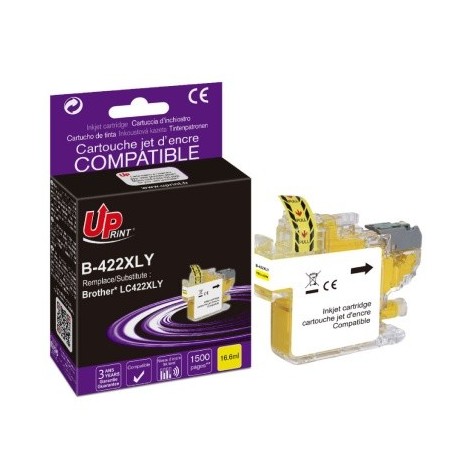 Uprint B-422XLY Jaune, Cartouche compatible BROTHER LC-422XLY - 1500 pages - 19ml