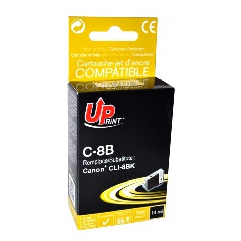 Uprint C-8B Noir, Cartouche compatible CANON CLI-8BK - 525 pages - 14ml