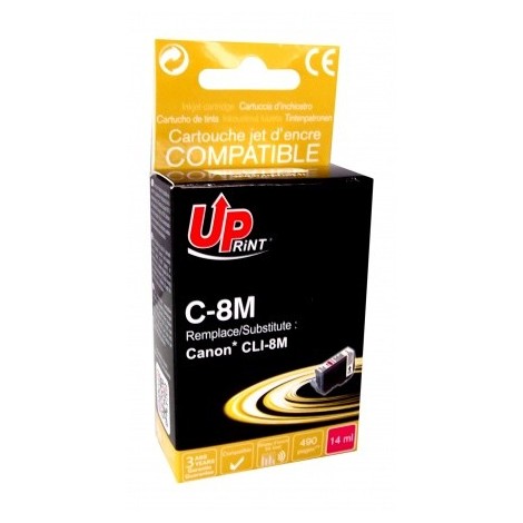 Uprint C-8M Magenta, Cartouche compatible CANON CLI-8M - 490 pages - 14ml