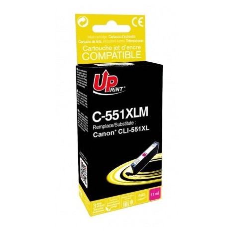 Uprint C-551XLM Magenta, Cartouche rechargée CANON CLI-551XLM Grande Capacité - 695 pages - 11ml