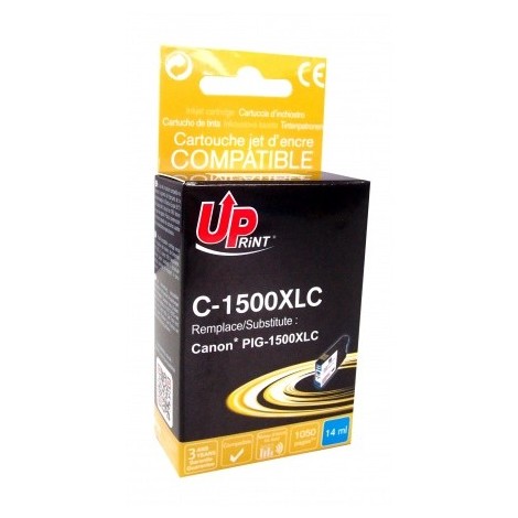 Uprint C-1500XLC Cyan, Cartouche compatible CANON PGI-1500C XL Grande Capacité - 1050 pages - 14ml