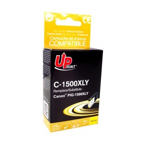 Uprint C-1500XLY Jaune, Cartouche compatible CANON PGI-1500Y XL Grande Capacité - 950 pages - 14ml