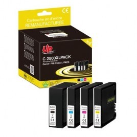 Pack Uprint C-2500XL PACK Noir + Cyan + Magenta + Jaune, 4x Cartouches compatibles CANON PGI-2500 XL Grande Capacité