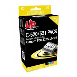 Pack Uprint C-525/526 PACK Noir + Noir + Cyan + Magenta + Jaune, 5x Cartouches recyclées CANON PGI-525 et CLI-526