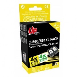 Uprint C-560/561XL PACK Noir + Couleur Recharge Canon PG-560XL et CL-561XL, Pack cartouches rechargées CANON Grande Capacité