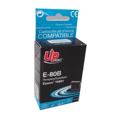 Uprint E-80B Noir T0801, Cartouche compatible EPSON - Colibri - 400 pages - 12ml