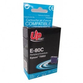 Uprint E-80C Cyan T0802, Cartouche compatible EPSON - Colibri - 900 pages - 12ml