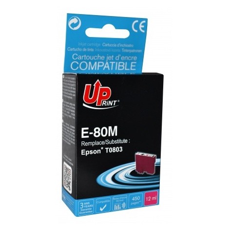 Uprint E-80M Magenta T0803, Cartouche compatible EPSON - Colibri - 450 pages - 12ml