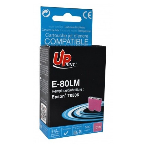 Uprint E-80LM Light Magenta T0806, Cartouche compatible EPSON - Colibri - 590 pages - 12ml