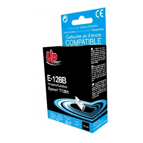 Uprint E-128B Noir T1281, Cartouche recyclée EPSON - Renard - 170 pages - 10ml