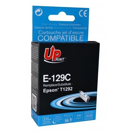 Uprint E-129C Cyan T1292, Cartouche recyclée EPSON - Pomme - 490 pages - 12ml