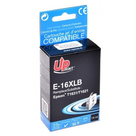 Uprint E-16XLB Noir T1631 XL, Cartouche compatible EPSON T1621/T1631 XL - Stylo Plume - 500 pages - 14ml