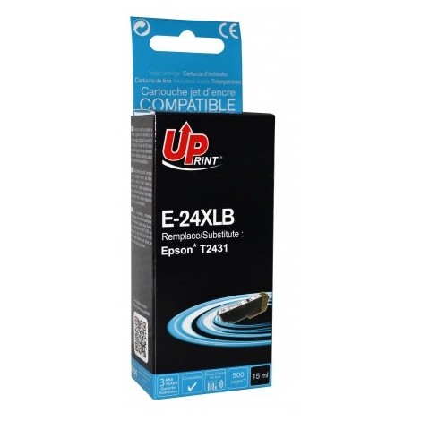 Uprint E-24XLB Noir T2431 XL, Cartouche compatible EPSON T2421/T2431 XL - Elephant - 500 pages - 15ml