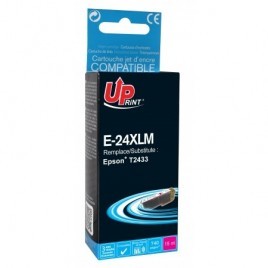 Uprint E-24XLM Magenta T2433 XL, Cartouche compatible EPSON T2423/T2433 XL - Elephant - 740 pages - 15ml