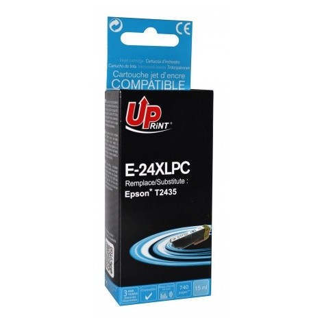 Uprint E-24XLPC Light Cyan T2435 XL, Cartouche compatible EPSON T2425/T2435 XL - Elephant - 740 pages - 15ml