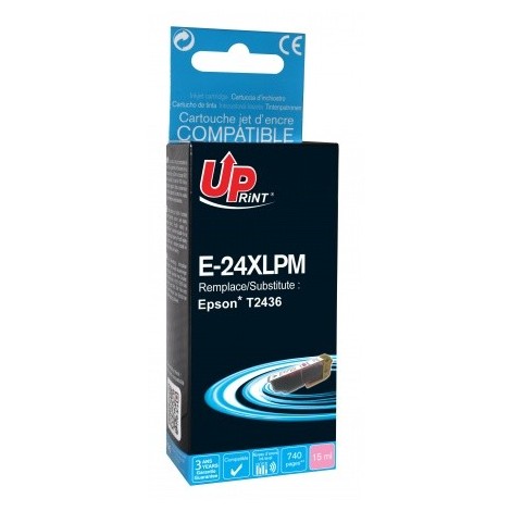 Uprint E-24XLPM Light Magenta T2436 XL, Cartouche compatible EPSON T2426/T2436 XL - Elephant - 740 pages - 15ml