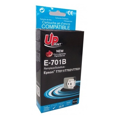 Uprint E-701B Noir T7011 XXL, Cartouche compatible EPSON T7011 - T7021 - T7031 - Pyramide - 3400 pages - 60ml