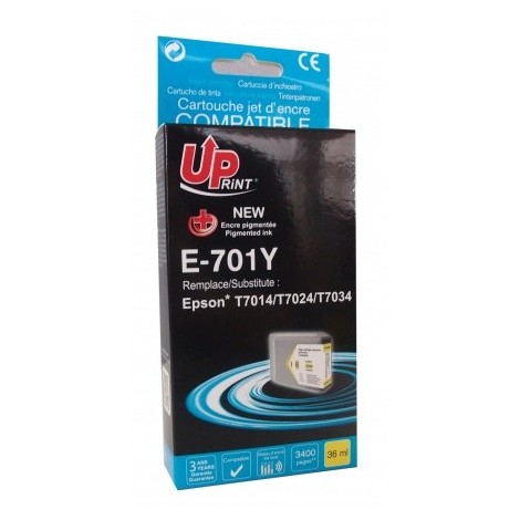 Uprint E-T701Y Jaune T7014 XXL, Cartouche compatible EPSON T7014 - T7024 - T7034 - Pyramide - 3400 pages - 36ml