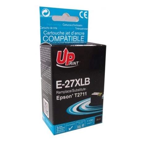 Uprint E-27XLB Noir T2711 XL, Cartouche compatible EPSON T2701/T2711 XL - Réveil - 1100 pages - 23ml