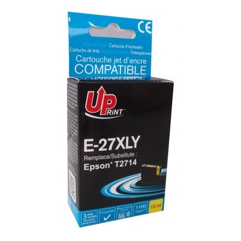 Uprint E-27XLY Jaune T2714 XL, Cartouche compatible EPSON T2704/T2714 XL - Réveil - 1100 pages - 13ml