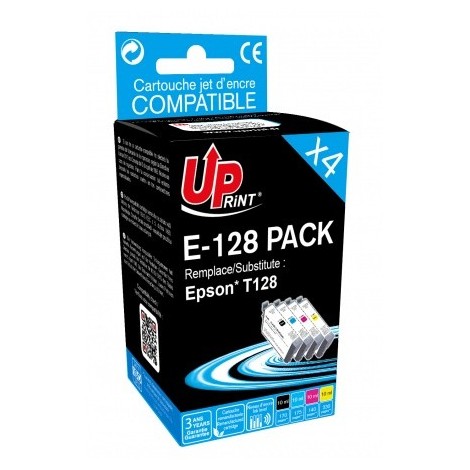 Pack Uprint E-128 PACK Noir + Cyan + Magenta + Jaune, 4x Cartouches recyclées EPSON T1285 - Renard