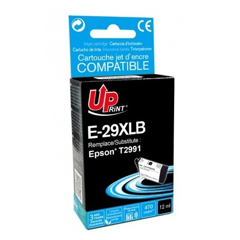 Uprint E-29XLB Noir T2991 XL, Cartouche recyclée EPSON T2981/T2991 XL - Fraise - 470 pages - 12ml