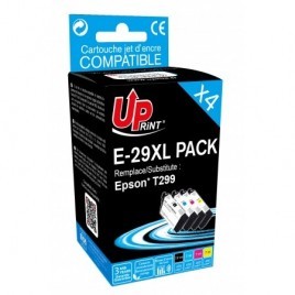 Pack Uprint E-29XL PACK Noir + Cyan + Magenta + Jaune, 4x Cartouches recyclées EPSON T2996 XL - Fraise