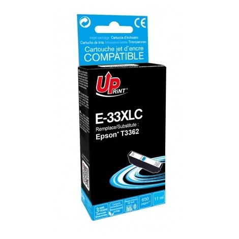 Uprint E-33XLC Cyan T3362 XL, Cartouche recyclée EPSON T3342/T3362 XL - Orange - 650 pages - 11ml