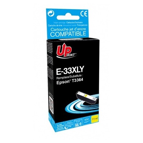 Uprint E-33XLY Jaune T3364 XL, Cartouche recyclée EPSON T3344/T3364 XL - Orange - 650 pages - 11ml