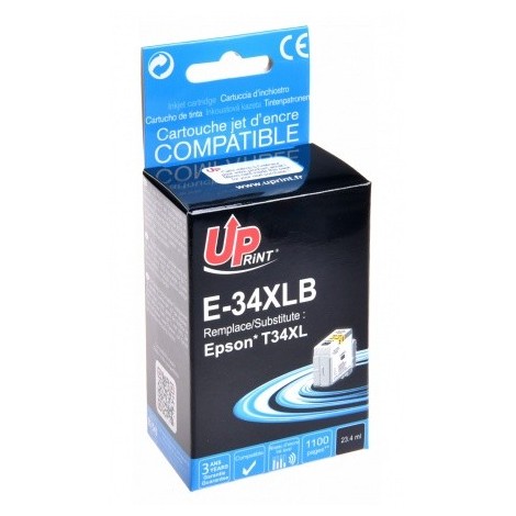 Uprint E-34XLB Noir T3471 XL, Cartouche compatible EPSON T3461/T3471 XL - Balle de Golf - 1100 pages - 23.4ml