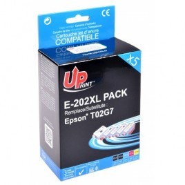 Pack Uprint E-202XL PACK Photo Noir + Noir + Cyan + Magenta + Jaune, 5x Cartouches compatibles EPSON 202XL