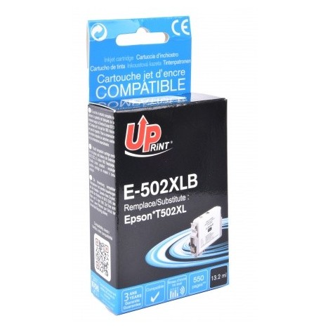 Uprint E-502XLB Noir 502 XL, Cartouche compatible EPSON - Jumelles - 550 pages - 13,2ml