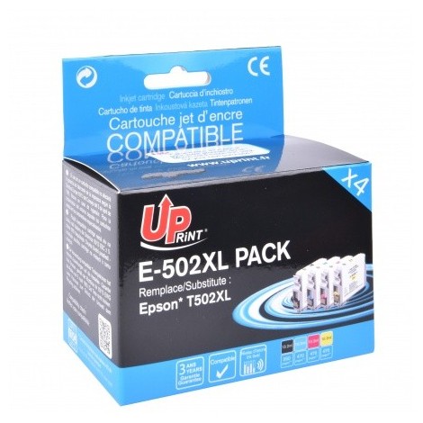 Pack Uprint E-502XL PACK Noir + Cyan + Magenta + Jaune, 4x Cartouches compatibles EPSON 502 XL - Jumelles