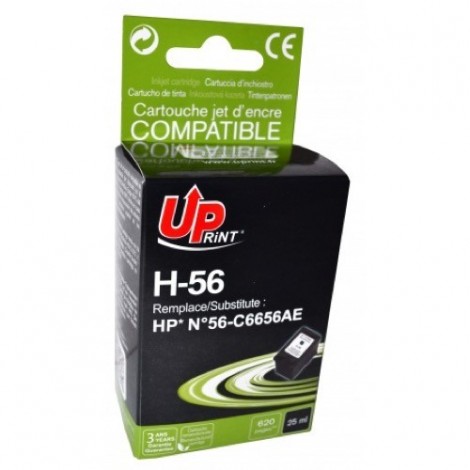 Uprint H-56 Noir Recharge HP 56 C6656AE, Cartouche HP rechargée - 25ml