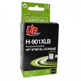 Uprint H-901XLB Noir Recharge HP 901 XL CC654AE, Cartouche HP rechargée Grande Capacité - 21ml