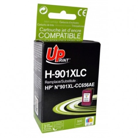 Uprint H-901XLC Couleurs Recharge HP 901 XL CC656AE, Cartouche HP rechargée Grande Capacité - 18ml