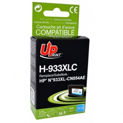 Uprint H-933XLC Cyan Recharge HP 933 XL CN054AE, Cartouche HP rechargée Grande Capacité - 16ml - 825 pages