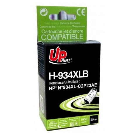 Uprint H-934XLB Noir Recharge HP 934 XL C2P23AE, Cartouche HP rechargée Grande Capacité - 50ml - 1 850 pages