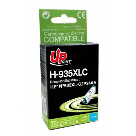 Uprint H-935XLC Cyan Recharge HP 935 XL C2P24AE, Cartouche HP rechargée Grande Capacité - 12ml - 950 pages