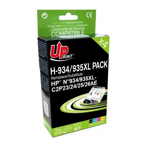 Uprint H-934/935XL PACK Noir + Cyan + Magenta + Jaune PACK HP 934 XL et 935 XL, Cartouches HP rechargées Grande Capacité