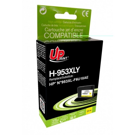 Uprint H-953XLY Jaune Recharge HP 953 XL F6U18AE, Cartouche HP rechargée Grande Capacité - 25ml - 1 800 pages