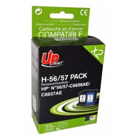 Uprint H-56/57 PACK Noir + Couleur Recharge PACK HP 56 et HP 57, Cartouches HP rechargées Grande Capacité