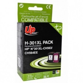 Uprint H-301XL PACK Noir + Couleur PACK 2x HP 301 XL, Cartouches HP rechargées Grande Capacité - 1 x 20ml + 1 x 21 ml