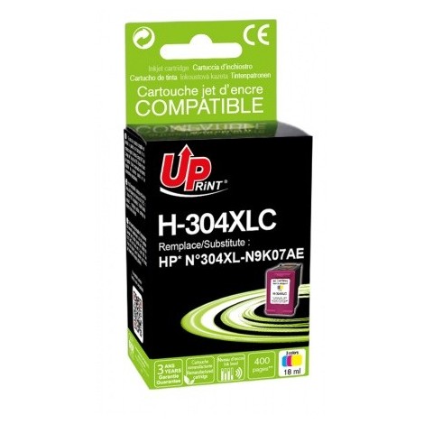 Uprint H-304XLC Couleurs Recharge HP 304 XL N9K07AE, Cartouche HP rechargée Grande Capacité - 18ml - 400 pages