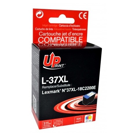 Recharge N°37 XL Couleurs 18C2180E Uprint L-37XL, Cartouche rechargée LEXMARK - 500 pages