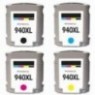 PACK HP 940 XL Noire + Cyan + Magenta + Jaune, Cartouche recyclée HP - 1 x 69ml + 3 x 28ml