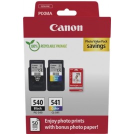 Pack original CANON PG-540 + CL-541 Noire et Couleur + 50 papiers photo glossy 10x15cm - 2 X 8ml - 2 X 180 pages