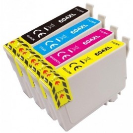 PACK 4 cartouches 604XL Noir + Cyan + Magenta + Jaune compatibles pour Epson (C13T10H64010) - 500 pages + 3x 350 pages - Ananas