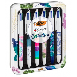 Coffret 6 Bic 4 Couleurs - Design Collection - Stylo à bille rétractable